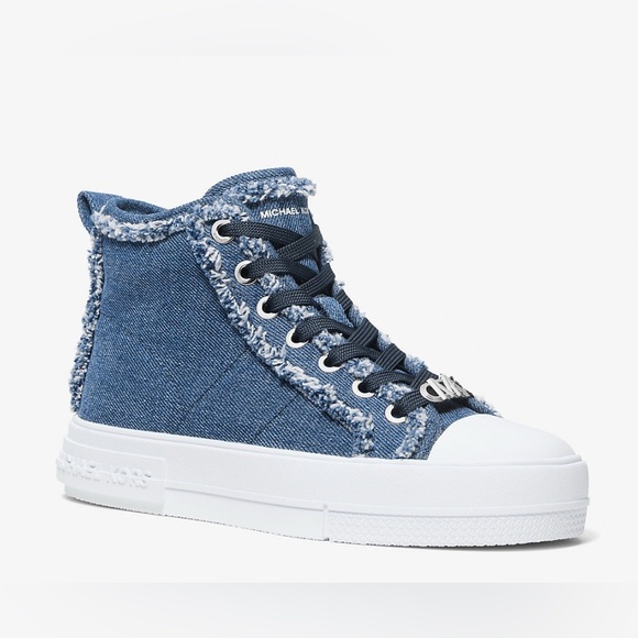 Michael Kors Evy High-Top Denim Sneakers Size 8.5 – Brand New in Box - Picture 3 of 12